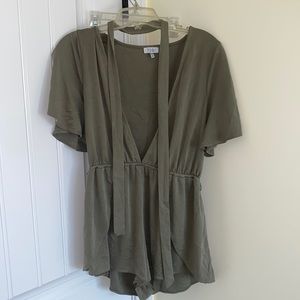 Olive green deep v coverup